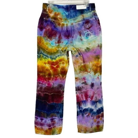 RE/DONE Corduroy Pants Womens Size 28 Small Tie Dye Hand Painted Redone Colorful - Picture 2 of 16